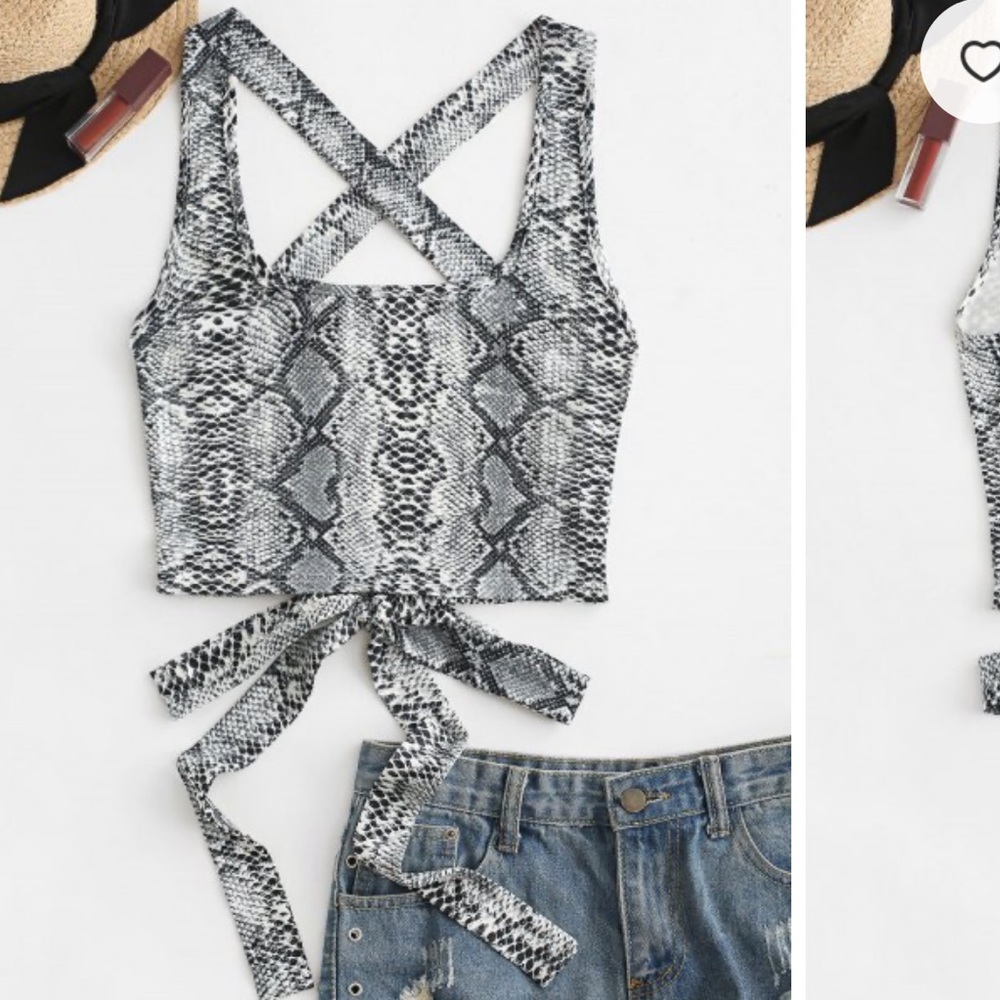 Zaful Animal Print Tie Tank Top